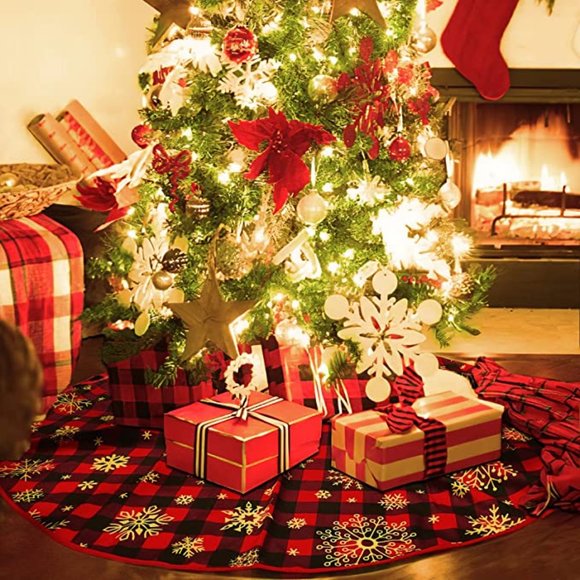 NEW 48 Inches Buffalo Plaid Christmas Tree Skirt - Picture 7 of 10